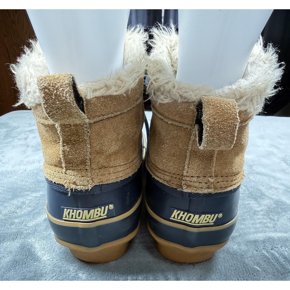 Khombu Helen Suede Boots Womens Size 8 Brown Duck Ankle Faux Fur Snow Lace Up - Picture 7 of 15